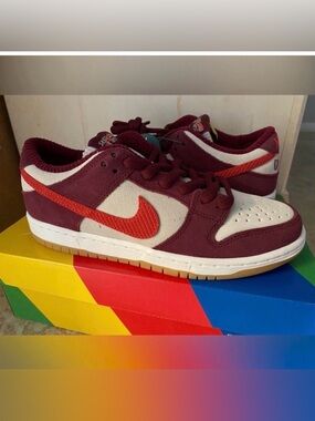 Nike Maroon and Beige Sneakers